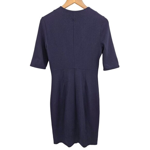 DVF Diane Von Furstenberg Career Midi Dress 6 Stretch Half Sleeve Blue Zippers - Picture 2 of 16